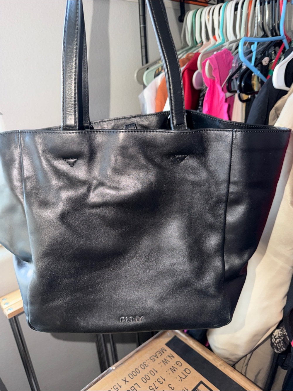 DKNY Black Leather Tote Laptop Bag